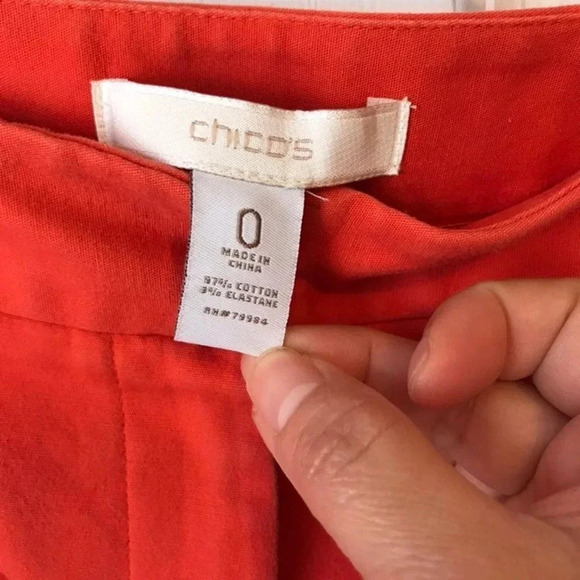 Chico’s Orange Cropped Dress Pants Women Size 0/M Pockets - Picture 4 of 8